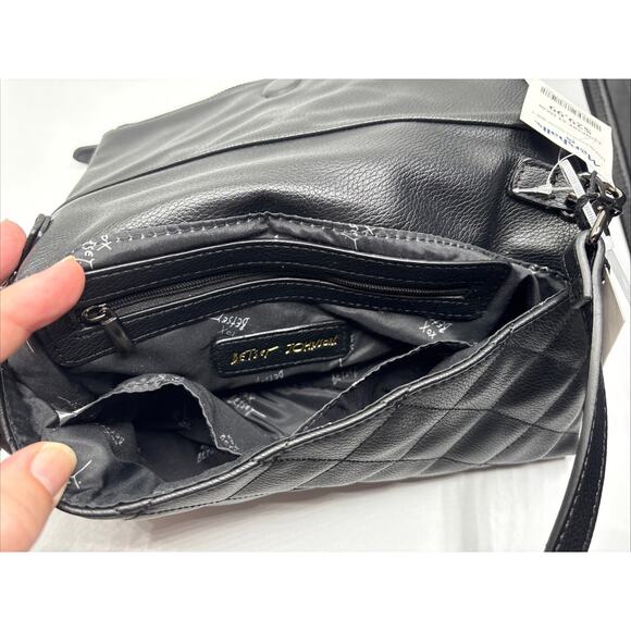 NWT Betsey Johnson Black XO Jayne Quilted Crossbody Clutch Gold & Silver Skulls - Picture 11 of 16